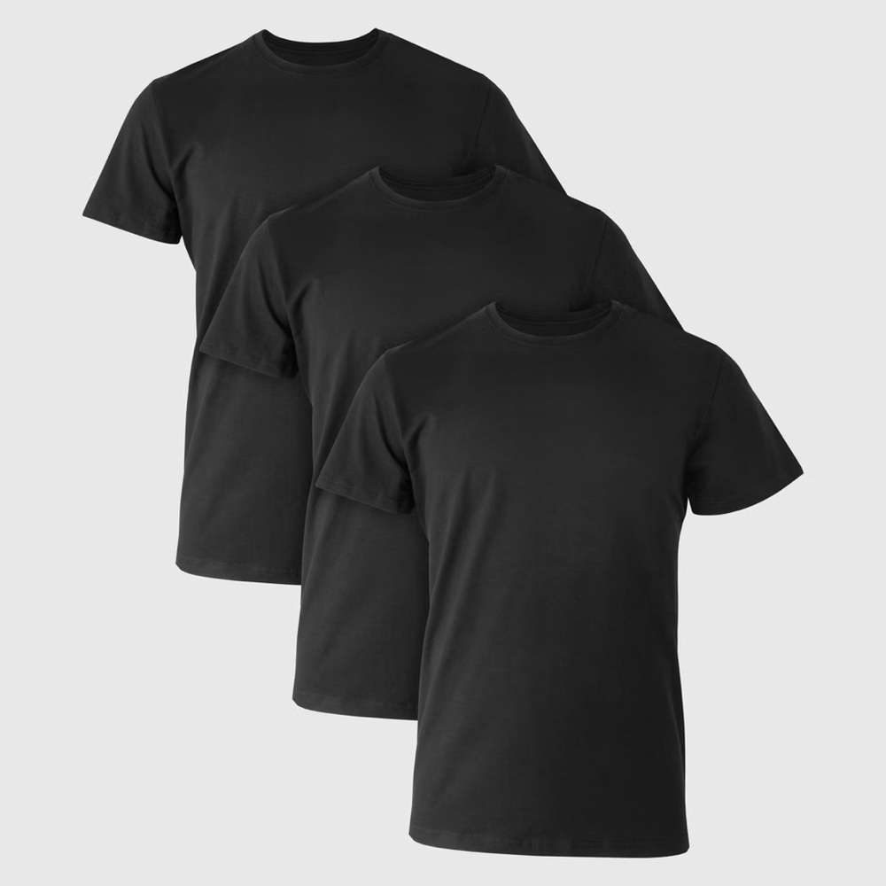 Hanes Men's Basic Black Short Sleeve Tees - 3 Pack Soft Moisture Wicking Large